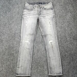 BKE Alec Jeans Mens 30x30 Gray Light Wash Slim Straight Distressed Stretch Denim